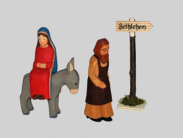 Sievers-Hahn Krippenfiguren-Set Maria und Josef mit Esel auf dem Weg nach Bethlehem