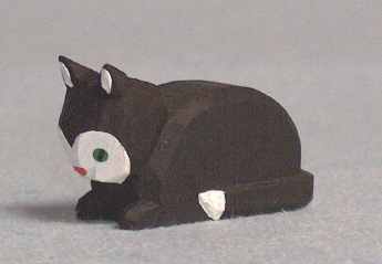 Sievers-Hahn Krippenfigur Katze schwarz liegend
